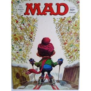 MAD Magazine March 1975 No 173 Alfred Skiing Down Slope Cover Comic Gift For Dad